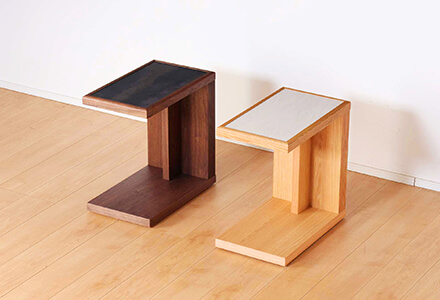 三環ジャパン 大川家具 オーク ウォールナット 天然木 サイドテーブル