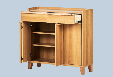 大川家具】スリムキャビネット 90cm幅 レガーロ ウォールナット/レッド