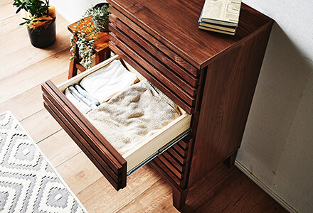大川家具　オオカワカグ 北欧 3段 幅110 木製 収納ボックス　チェスト 大川家具 オオカワカグ 北欧 3段 幅110 木製 収納ボックス
