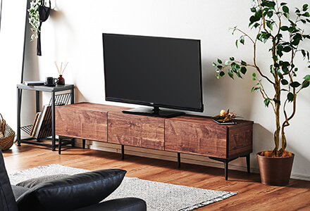 大川家具】テレビボード 160cm幅 ラルゴ ナチュラル/ブラウン[土井