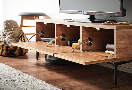 大川家具】テレビボード 160cm幅 ラルゴ ナチュラル/ブラウン[土井