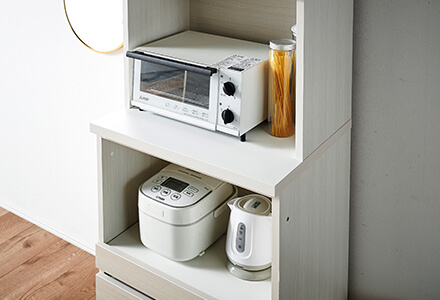 大川家具】オープンボードセット 120cm幅 ラテ ホワイトウッド