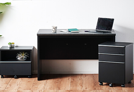 大川家具】ワークデスク 100cm幅 クレール ブラック×メラミン天板5色